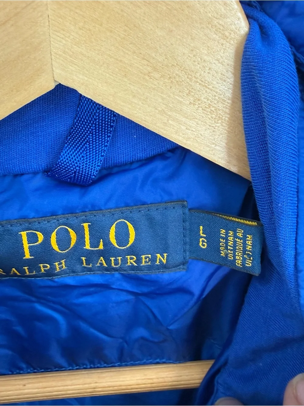 Polo Ralph Lauren Mens Windbreaker Jacket Blue Packable Zip Hood Large L
